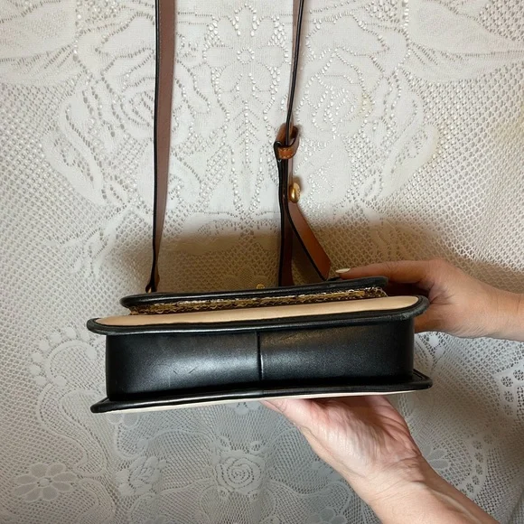 Tory Burch Black and Cream Snakeskin Crossbody Bag - Picture 5 of 8